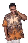 Brown & Beige (Tamarind) - Handmade Batik Men’s Shirt - Starburst Design 