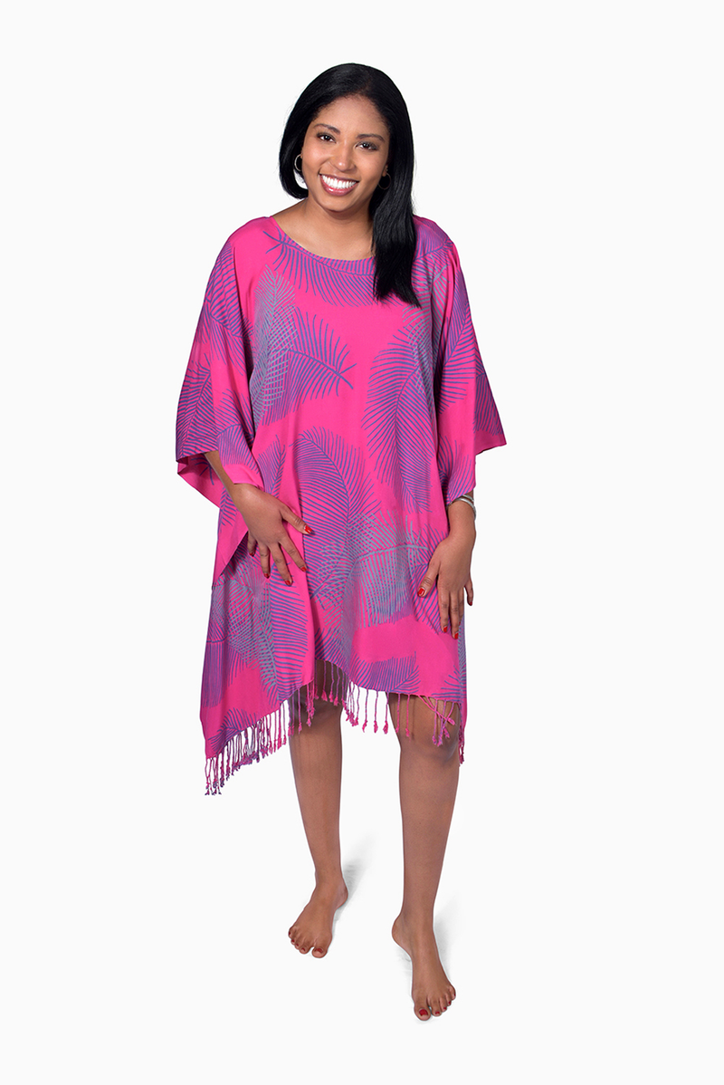 Pink, Purple & Grey (Bougainvillea) - Handmade Batik Cover Up