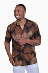 Brown & Beige (Tamarind) - Handmade Batik Men’s Shirt - Palm Design 