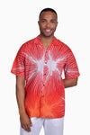 Red, Orange & White (Pomegranate) - Handmade Batik Men’s Shirt - Starburst Design 