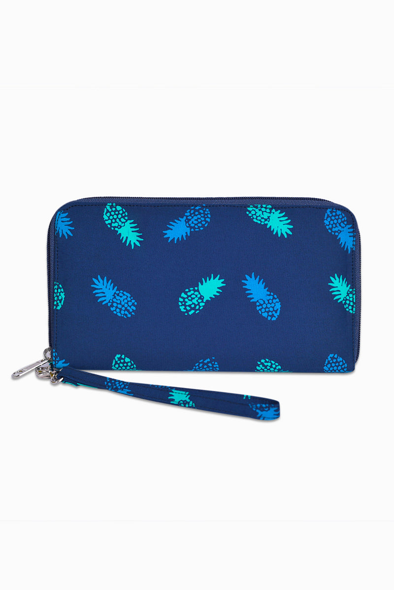 Navy & Turquoise (Ocean) -  Handmade Batik Passport Wallet - Pineapple Design