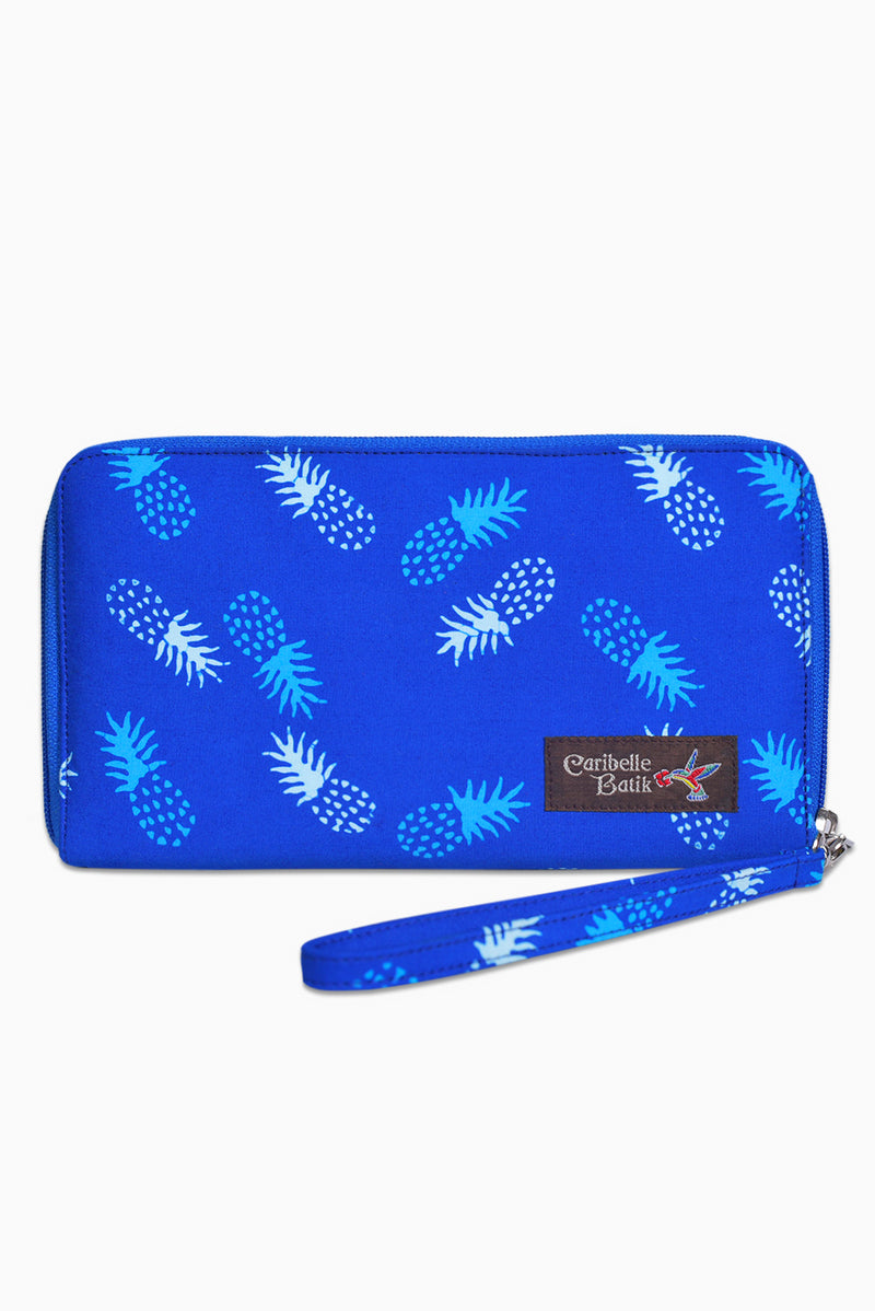 Blue & White (Sky) -  Handmade Batik Passport Wallet - Pineapple Design