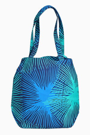 Navy & Turquoise (Ocean) - Handmade Batik Tote Bag - Starburst Design
