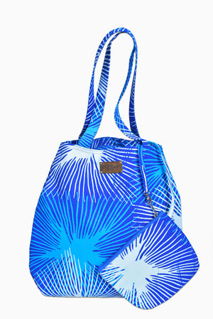 Blue & White (Sky) - Handmade Batik Tote Bag - Starburst Design