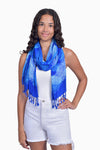 Blue & White (Sky) - Handmade Batik Tissue Scarf - Palm Design