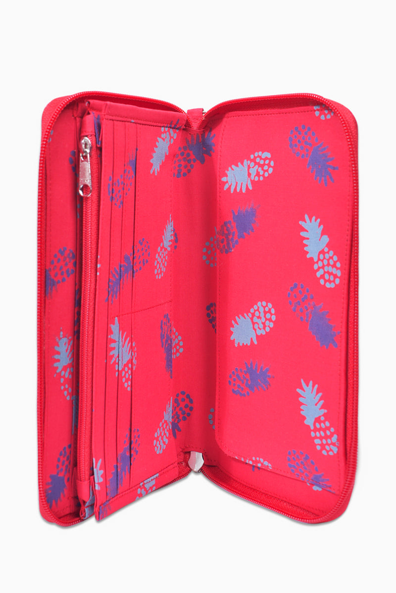 Pink, Purple & Grey (Watermelon) -  Handmade Batik Passport Wallet - Pineapple Design
