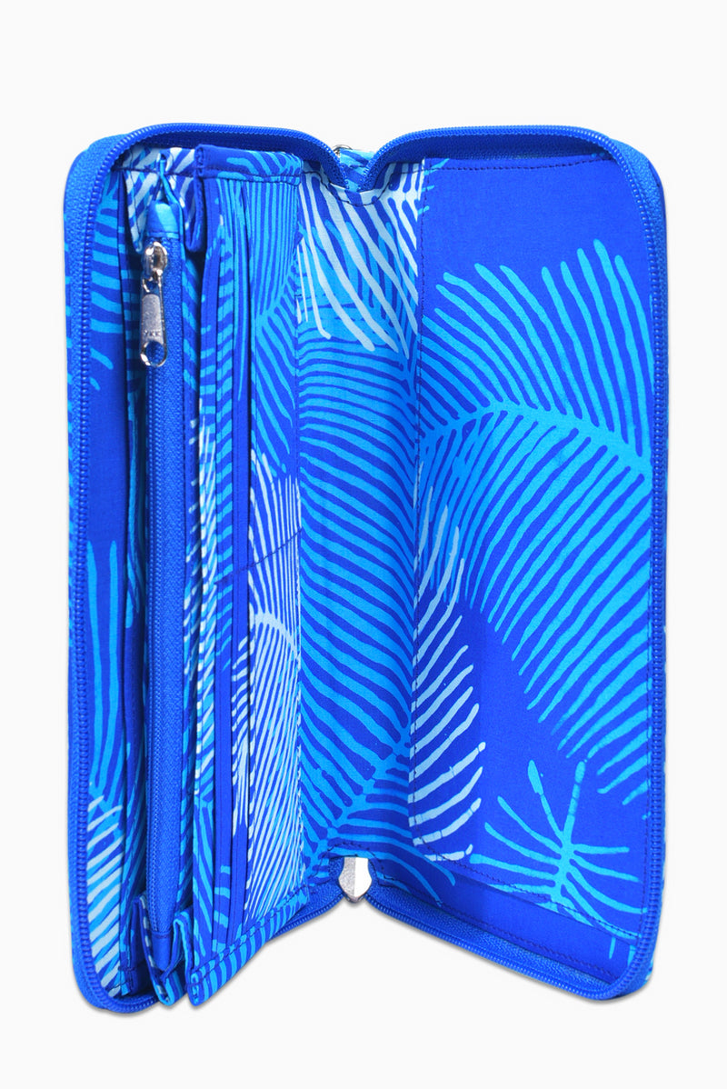 Blue & White (Sky) -  Handmade Batik Passport Wallet - Palm Design