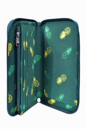 Green & Yellow (Seaweed) - Handmade Batik Passport Wallet - Pineapple Design