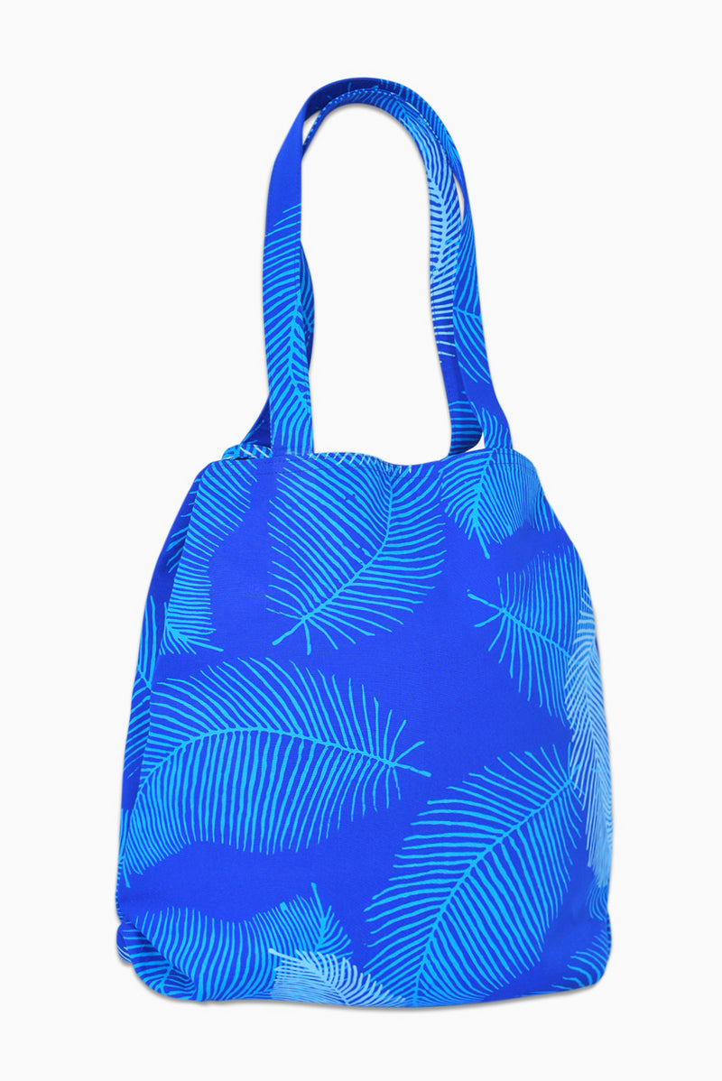 Blue & White (Sky) - Handmade Batik Tote Bag - Palm Design