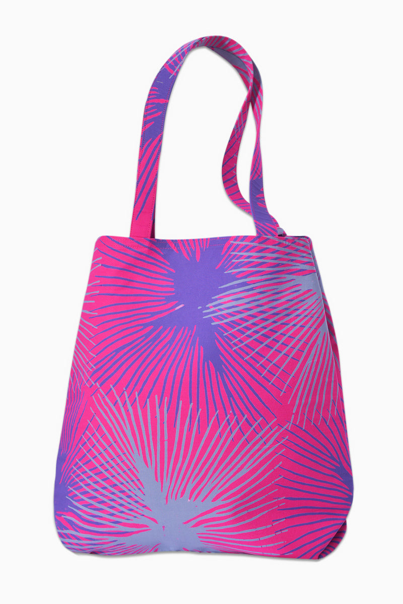 Pink, Purple & Grey (Bougainvillea) - Handmade Batik Tote Bag - Starburst Design