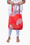 Red, Orange & White (Pomegranate) - Handmade Batik Tote Bag - Palm Design