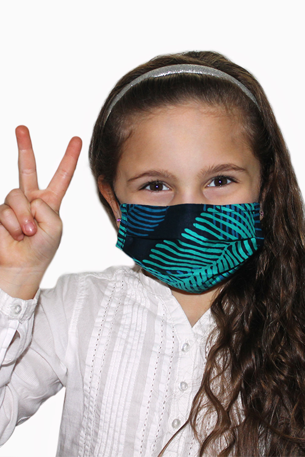 Ocean - Handmade Batik Reusable Kids Face Mask - Palm Design