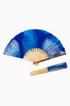 Blue & White (Sky) - Handmade Batik Folding Fan - Palm Design
