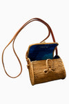 Navy & Turquoise (Ocean) - Handmade Batik Crossbody Bag - Palm Design