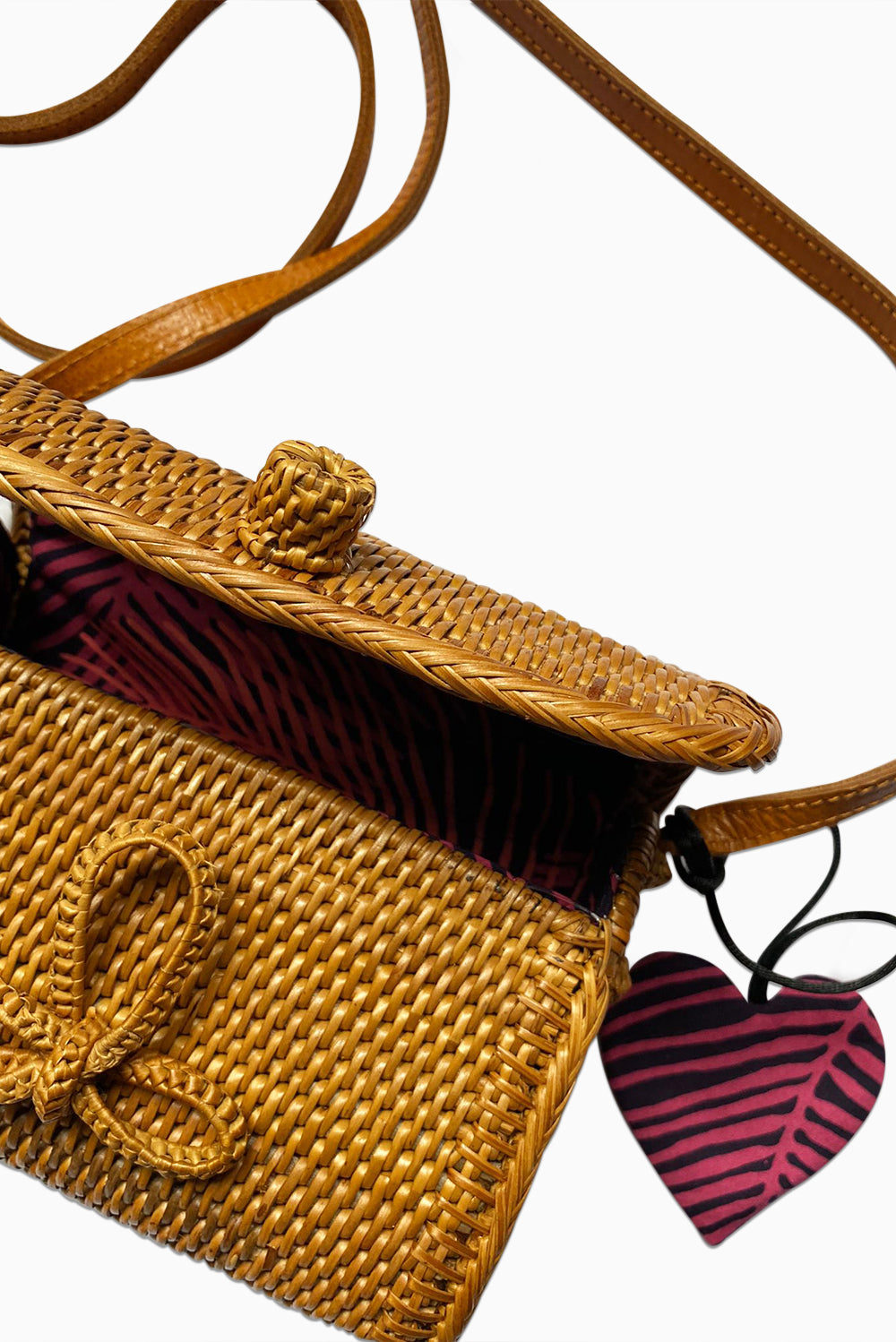 Pink & Purple (Fuchsia) - Handmade Batik Crossbody Bag - Palm Design